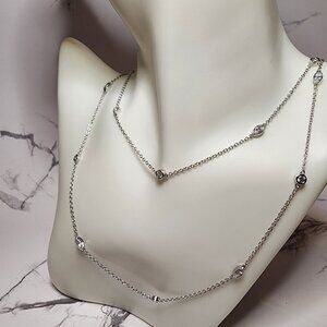 925 Silver CZ "Diamond by the yard" Long Necklace